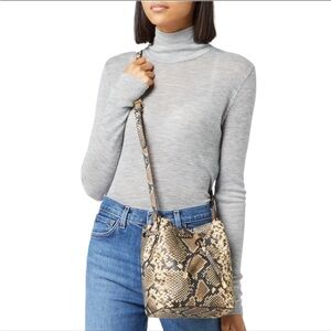 Ralph Lauren Brown Snake Print Bucket Bag